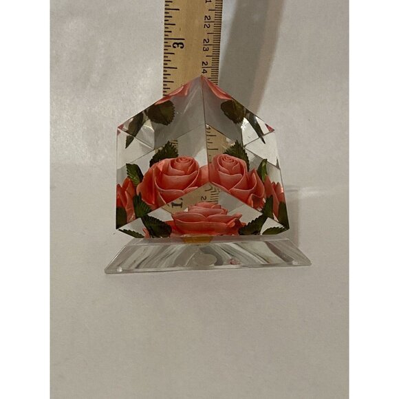 Bircraft Vintage Rose Paperweight In Lucite, Hand Carved Made  In Indiana. - Picture 10 of 10